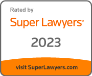 Badge containing the text "Rated by Super Lawyers 2023 - visit SuperLawyers.com"